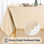 Smiry Rectangle Waterproof Heavy Duty Vinyl Tablecloths, 60 x 102 Inch | Wipeable Washable Floral Embossed Table Cover for Kitchen and Dining Room, Indoor & Outdoor Use, Cream