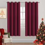 H.VERSAILTEX Christmas Blackout Curtains Thermal Insulated Blackout Curtains for Party- Antique Copper Grommet Top Window Drapes - Burgundy- 52" W x 72" L - (Set of 2 Panels)