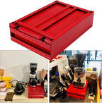 DIBTSA Large Size Espresso Coffee Knock Box Drawer, Stainless Steel Pull-Out Style Coffee Grounds Powder Container Bin for Cafes Restaurant Home Bar, 14.96 x 10.03 x 3.93 inch (Red)