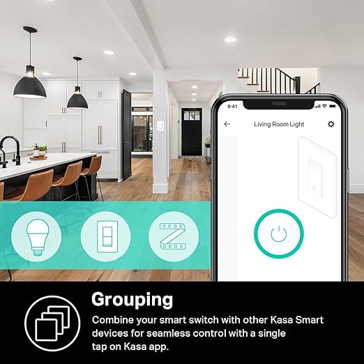 Kasa Smart Dimmer Switch HS220, Single Pole, Needs Neutral Wire, 2.4GHz Wi-Fi Light Switch Works with Alexa and Google Home, UL Certified, No Hub Required, 1 Pack