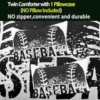 Bodhi Kids Comforter Twin,Boys Baseball Comforter Set,Teen Boy Bedding Set for Kids,Black and White Comforter Bedding Set with Pillowcases,Sports Baseball Bedding Set