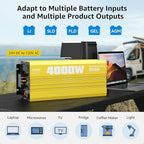 XWJNE 4000W Pure Sine Wave Power Inverter 24V DC to 120V AC Converter with LED Display and Remote Controller for Home, RV, Truck, Off-Grid Solar Power