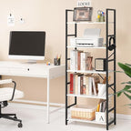 Yoobure 5 Tier Bookshelf - Tall Book Shelf Modern Bookcase for CDs/Movies/Books, Rustic Book Case Industrial Bookshelves Book Storage Organizer for Bedroom Home Office Living Room White