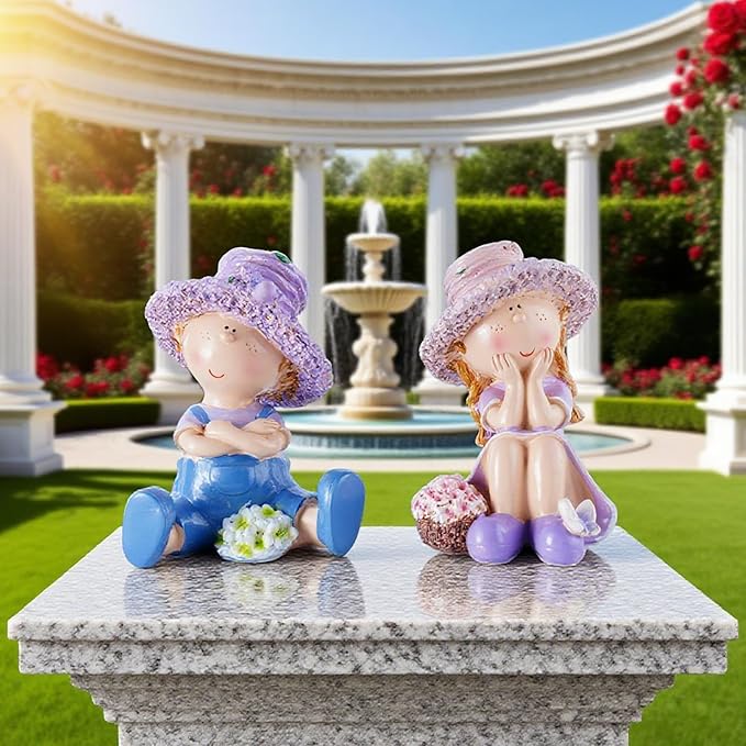 Lavender Garden Decorative Figurines,Resin Garden Statues for Outdoor Patio Lawn,Indoor Home Decoration, Ideal Gift for Parents and Friends,Outdoor Decor Housewarming Present