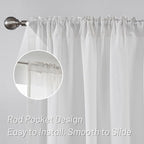 MYSKY HOME White Linen Curtains for Living Room, 100% Linen Natural Semi Sheer Curtains & Drapes 84 inches Length 2 Panels Farmhouse Country Light Filtering Bedroom Window Rod Pocket, 50" Wide, White