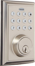 Honeywell Safes & Door Locks BLE Electronic Entry Deadbolt with Keypad, Square Faceplate, Satin Nickel