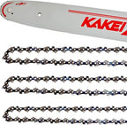 KAKEI 16 Inch Chainsaw Bar& Chain Combo - 3/8" LP Pitch, .050" Gauge, 56 Drive Links Fits Craftsman, Poulan, Ryobi, Echo, Greenworks& More (3 Chains+ 1 Bar)