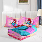 Datura home Bedding Comforter Set Black Girl Magic Mermaid Printed Pattern Quilt with 1 and 2 Pillowcases for Girls Bedroom All Season(Black Pink Full) Full 80x90inches