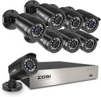 ZOSI 3K Lite 8CH Home Security Camera System Outdoor Indoor, AI Human/Vehicle Detection, Night Vision, H.265+ 5MP Lite 8 Channel CCTV DVR, 8pcs 1080P 1920TVL Surveillance Bullet Cameras (No HDD)