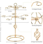 QPIX DIGITAL Wine Glass Rack 2 Tier 10 Holders Wine Glass Holder Stand, Elegant Rose Gold Cocktail Tree Stand Countertop Tabletop Stemware Rack for Home and Bar Storage,Easy Assembly