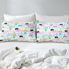 Cartoon Cat Comforter Set for Girls - Full Size Girls Cat Bedding Set for Bedroom Ultra Soft Warm Cute Mermaid Tail Cat Patterns Comforter Set for All-Season, 1 Comforter with 2 Pillowcases