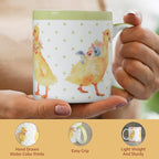 Maison d' Hermine Coffee Mug with Handles Tea Cups (15 Ounce, Pack of 2) | Fine Bone China Coffee Mugs for Hot Beverages Cappuccino Latte Home Restaurant Hotel Spring Summer -Ducklings In Spring