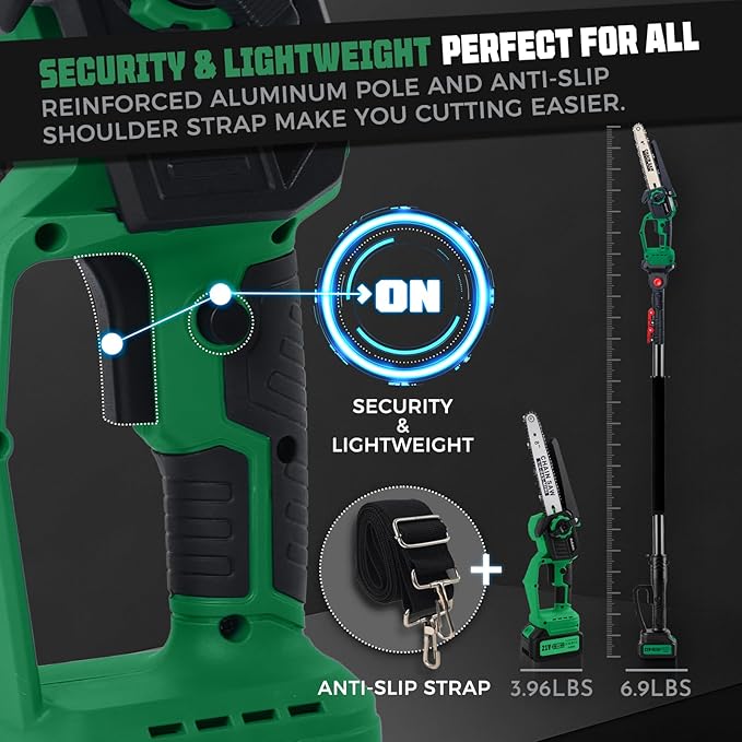 2-in-1 Electric Pole Saw for Tree Trimming, Cordless Pole Saw & 8'' Mini Chainsaw with Extension Pole, 2*21V 4.0 Ah Electric Handheld Chain Saw with Rechargeable Batteries for Wood Ranger,Senior,Women