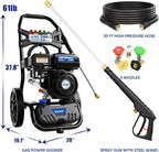 TOOLCY Gas Pressure Washer 3400PSI/2.8GPM Power Washer Upgraded Pump, 30ft Hose, Onboard Soap Tank, Spray Gun &5 Quick-Connect Nozzles for Driveway, Deck, Car Cleaning