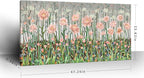 amatop Large Floral Wall Art Modern Abstract Flower Field Canvas Picture Botanical Artwork Rustic Wall Decor for Living Room Bedroom Pink Green Blooming Wildflower Forest Nature Art Print 48x24in