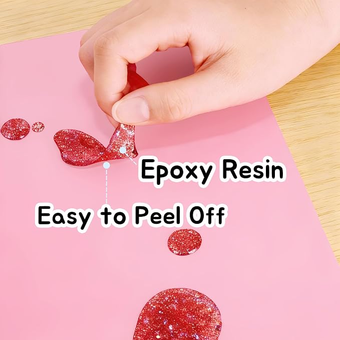 Small Silicone Craft Mats 11.8"x 15.75": Heat Resistant Non-Slip | 4 Pcs 2 Blue & 2 Pink Nonstick Silicone Sheet - Multipurpose Placemat for Jewelry Epoxy Resin Nail Art Hot Glue DIY Projects