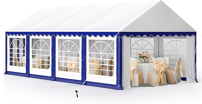 MFSTUDIO 13'x26' Party Tent, Outdoor Heavy Duty Party Tents with Removable Sidewalls, Large Canopy Tent Shelter for Outdoor Events Wedding Birthday, Blue