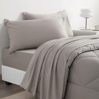 NTBAY Twin Comforter Set with Sheets, 5 Pieces Soft and Breathable Twin Bedding Set, Twin Bed in a Bag, Down Alternative Comforter Set Solid Color All Season, Kids Bedding Set, Smoke Grey