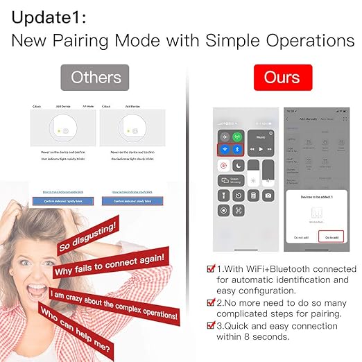 MOES 2.4GHz WiFi Wall Touch Smart Switch Neutral Wire Required, 3 Way Multi-Control, Glass Panel Light Switch Work with Smart Life/Tuya App, RF433 Remote Control, Alexa and Google Home Black 2 Gang