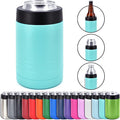 4-in-1 Stainless Steel 12 oz Double Wall Vacuum Insulated Can or Bottle Cooler Keeps Beverage Cold for Hours - Also Fits 16 oz Cans - Powder Coated Teal - Clear Water Home Goods