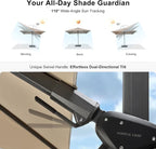PURPLE LEAF 6.5' X 10' Left-right Tilt Patio Umbrella Outdoor Cantilever Swivel Rectangle Umbrella Aluminum Offset Umbrella with 360-degree Rotation for Garden Deck Pool Patio Beige