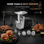 Meat Grinder, 2800W Max Meat Grinder Electric, ETL Approved Heavy Duty Meat Mincer Machine with 2 Blades, 3 Plates, Sausage Stuffer Tubes & Kubbe Kit for Home Kitchen Use