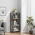 TUTOTAK 4 Tier Bookcase and Bookshelf, Narrow Book shelf with Door for Small Space, for Living Room, Office, Study, Entryway, Greige BS03BG004