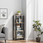 TUTOTAK 4 Tier Bookcase and Bookshelf, Narrow Book shelf with Door for Small Space, for Living Room, Office, Study, Entryway, Greige BS03BG004