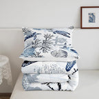 Turtle Comforter Set King,White Blue Hawaiian Turtle Bedding for Kids,Reptile Tortoise Quilt Duvet Set Coastal Beach Theme Comforter Retro Sea Turtle Bed Set for Boys Girls Bedroom Decor(Marine life)
