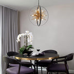 23.2'' Black Gold 12-Light Globe Sputnik Chandelier Modern Industrial Adjustable Hanging Ceiling Firework Pendant Light Fixture for Entryway Foyer Bedroom Dining Living Room Hallway