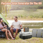 300W Portable Power Station with Foldable Solar Panel 60W, Portable Solar Power Generator with Panels, Camping 65W 110V Power Bank with AC Outlet for Laptop Smart Device RV Outdoor Power Outage