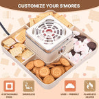 Electric Smores Maker - Indoor Smores Kit with 4 Detachable Trays, 4 Stainless Steel Forks - Flameless Smores Maker Tabletop Indoor Kit (White)