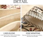 ISAENNE Designer Linen Light Beige Extra Long Table Cloth Rectangle,French Colorful Floral Tablecloth,Stain Resistant Decor Tablecloths for Dining Thanksgiving Kitchen,63"*110"-Helena E