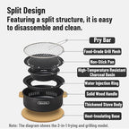Naturehike Charcoal Barbecue Grill with Heat Proof Mat, 11.8 inches Portable Grill Kit for Outdoor Cooking, Small Non-Stick Korean/Japanese BBQ Charcoal Stove for Camping, Beach, Picnics, Backyard