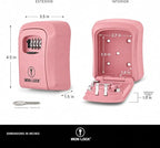 Iron Lock® Medium Wall Mount Combination Key Lock Box, Outdoor (Pink) | Screw-in wall mount (4 screws + 4 anchors) — not magnetic, does not hang; weather-resistant zinc alloy, includes key hanger