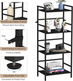 DOMYDEVM 4 Tier Black Bookshelf, 40.95in(H) Standing Shelf Unit, Wood Bookshelf with Metal Frame for Bedroom, Home Office, Entry Way and Living Room, Modern