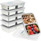 Stainless Steel Snack Containers, 6-Pack Reusable Grab and Go Containers with Lids, Dual Compartment Bento Box for Travel, Camping & Lunch Prep (Grey)