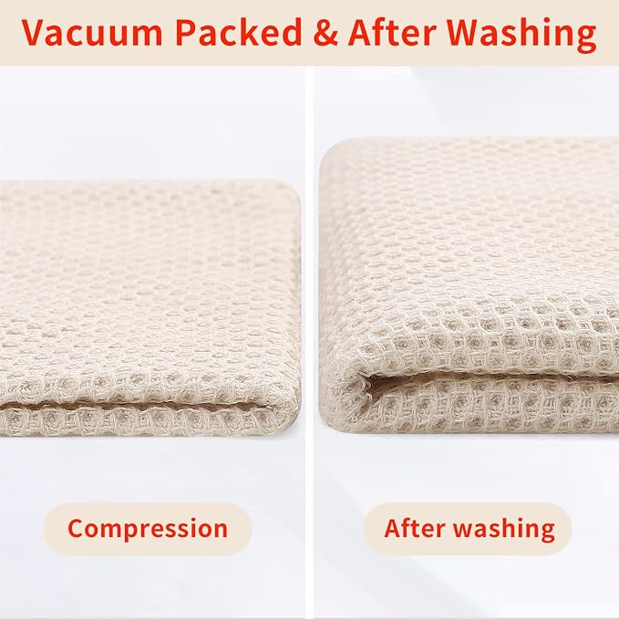 Homaxy 100% Cotton Oversized Waffle Weave Kitchen Towels, 3-Pack, Beige | 20 x 28 Inches, Ultra Soft Absorbent Dish Towels, Quick Drying Large Cleaning Towels