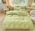 Green Botanical Comforter Set Twin Sage Green Floral Comforter Cotton Women Girls Matcha Green Floral Plant Quilts Garden Bohemian Sage Green Blanket Rustic Leaf Blossom Twin Bed Comforter