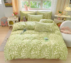 Green Botanical Comforter Set Twin Sage Green Floral Comforter Cotton Women Girls Matcha Green Floral Plant Quilts Garden Bohemian Sage Green Blanket Rustic Leaf Blossom Twin Bed Comforter