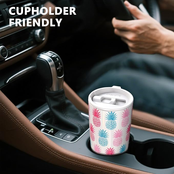 TILUCK 20 oz Insulated Coffee Tumbler with BPA-Free Lid | Travel Coffee Mug, Dishwasher Safe, Cup Holder Friendly, Double-Wall Vacuum Insulation for Hot & Cold Drinks,Pineapple