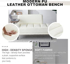 Sofa,Bed Bench,Small Spaces Furniture,Polyurethane Leather,Wood Frame,High Density Sponge Infillings,360-Degree Swivel Tray,Black Metal Leg (Beige)