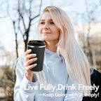 Volhoply 12 oz Double Wall Insulated Vacuum Travel Coffee Mugs with Flip Lid Bulk 2 Pack,Reusable Stainless Steel Leak Proof Coffee Cup,Portable Cafe Thermal Tumbler for Hot & Cold Drinks(Black,2 Set)