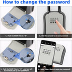 Key Lock Box,Portable Waterproof Lockbox with Removable Shackl, Wall-Mounted Key Storage Box, 4-Digit Combination Key Storage Lockbox for Home,Office,Garage, Airbnb,Apartment（1 Pack,Grey)