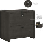 Bush Business Furniture Lateral Cabinet with Satin Silver Hardware | Echo Collection 2 Drawer Filing Unit for Home Office or Professional, 31W, Charcoal Maple