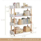 4-Tier Wooden Open Bookcase - Modern Display Bookshelf with Side Panels and Solid Wood Frame for Home and Office, Storage Cabinet, Warm White