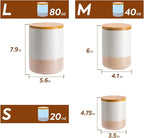 Yangbaga Canister Sets for Kitchen Counter, 20 OZ Large Ceramic Food Storage Jars with Airtight Wood Lids, Large Kitchen Canisters for Coffee, Sugar, Tea, Flour, Spice