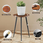 Tall Plant Stand Indoor, Mid Century Wood Plant Stand Plant Table for Flower Pots, Heavy Duty Metal Plant Holder, Modern Home Decor Small Round Side End Table (11.8"x20")