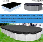 Pool Cover Cable and Winch Kit - 100 Feet Pool Cover Cable and Ratchet for Securing Above Ground Swimming Pool Winter Covers
