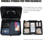 KYODOLED Metal Cash Box with Combination Lock Money Box for Cash Safe Metal Box with Money Tray for Security Lock Box 11.81"x 9.45"x 3.54" Black X Large
